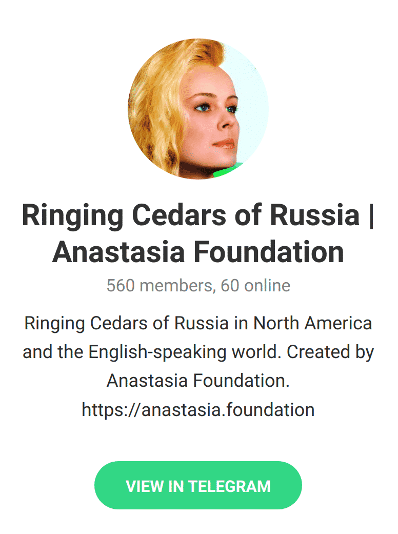 ringing cedars anastasia telegram Ringing Cedars of Russia USA + Canada, Anastasia USA