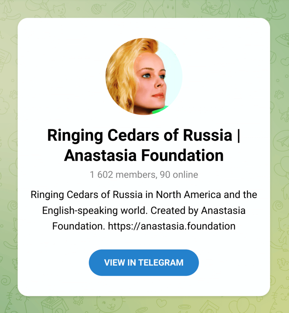 telegram Ringing Cedars of Russia USA + Canada, Anastasia USA